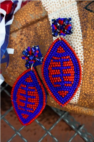 Football Earrings - Blue and Red - The Velvet Strand