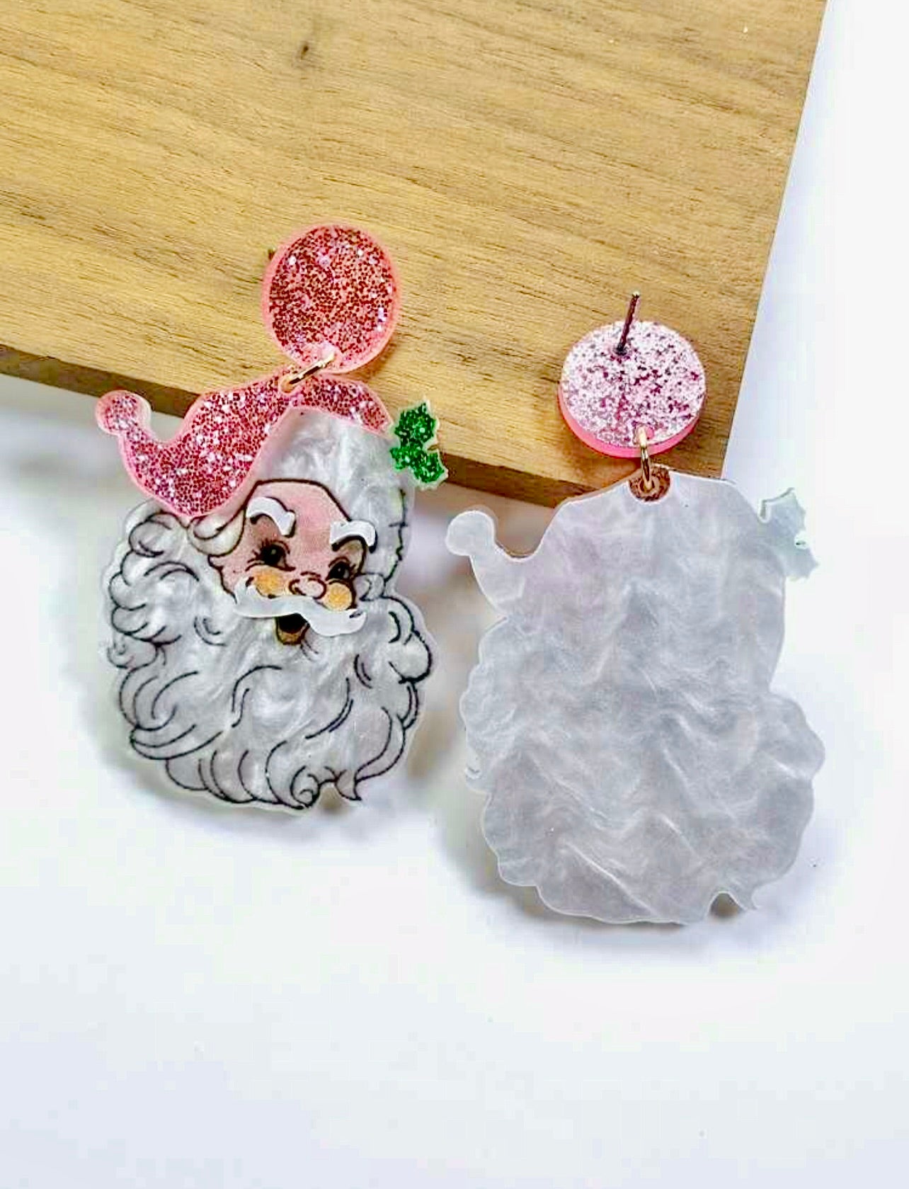 Pink Santa Earrings - The Velvet Strand
