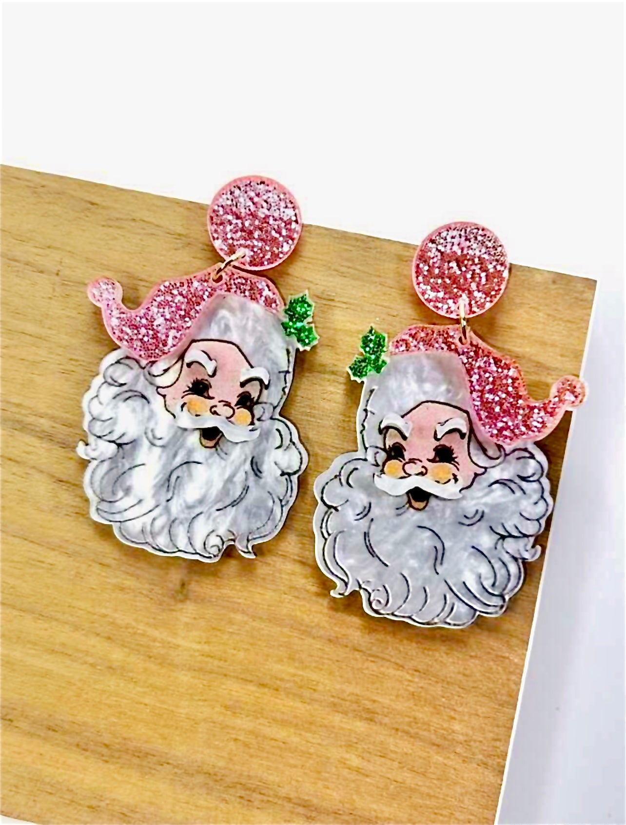 Pink Santa Earrings - The Velvet Strand