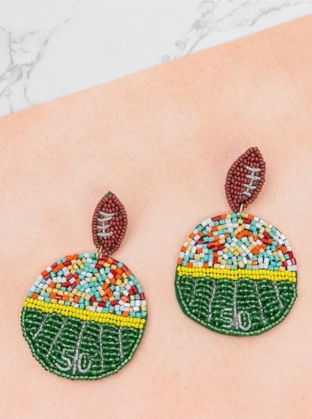 Football Earrings | 50 - Yard Line - The Velvet Strand