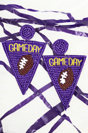 Purple and Yellow Game Day Earrings - The Velvet Strand