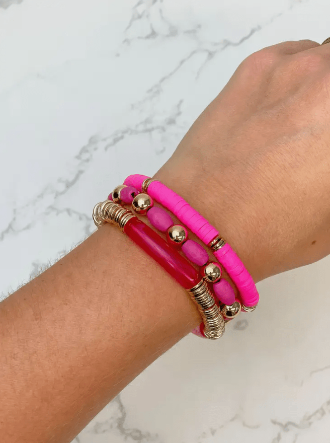 Set of 3 Pink Bracelets - The Velvet Strand