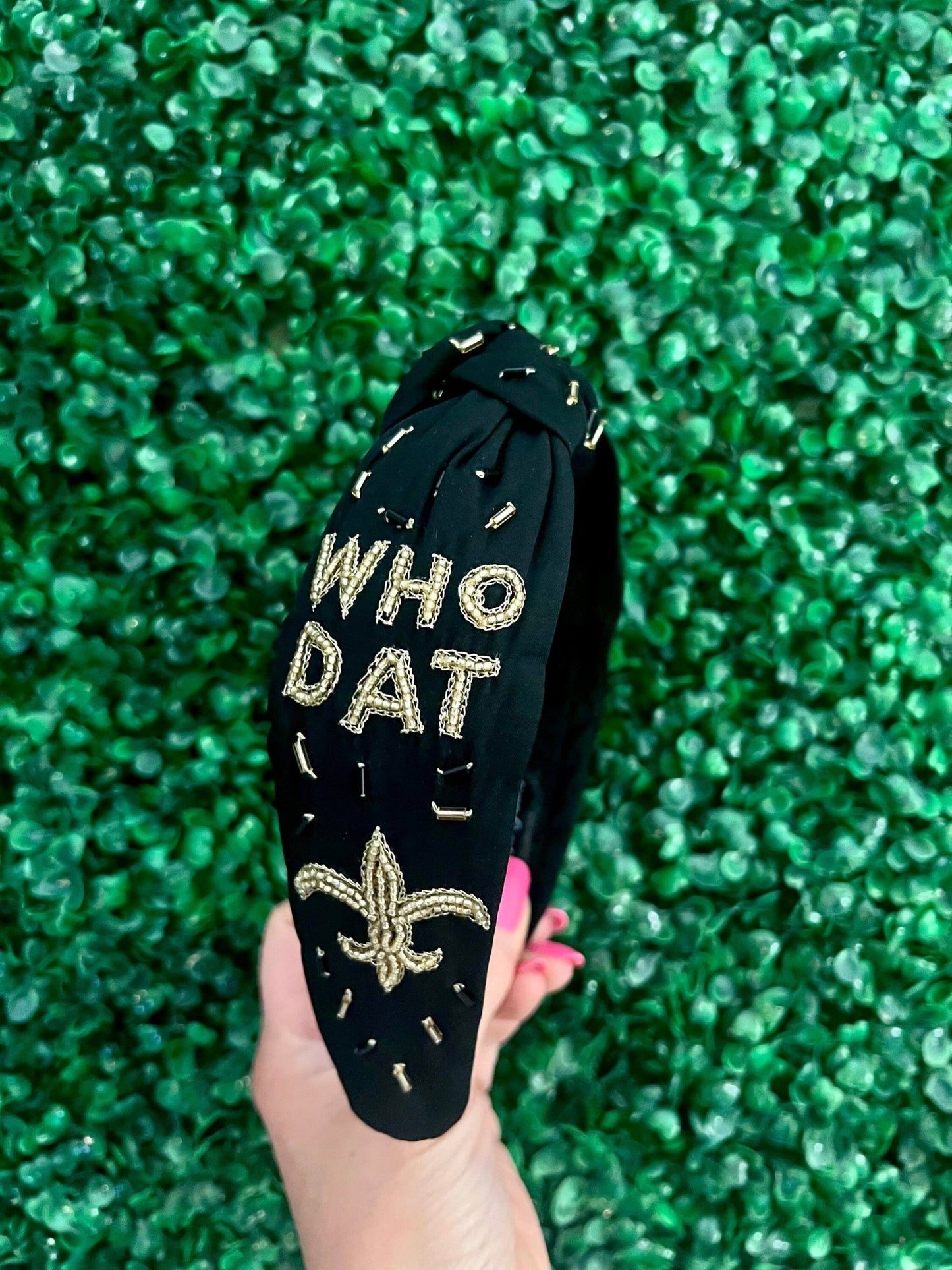 New Orleans Beaded Headband Saints Gameday Headband - The Velvet Strand