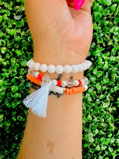 Go Vols | University of Tennessee Bracelet Set of 3 | Vols Bracelet Stack - The Velvet Strand