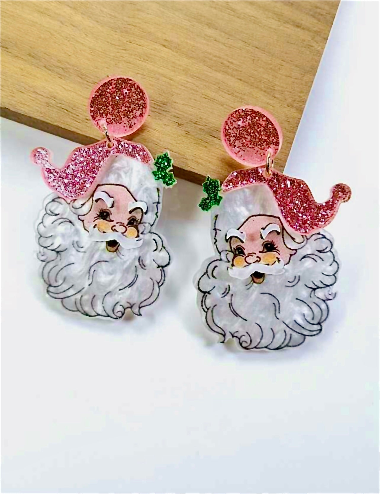 Pink Santa Earrings - The Velvet Strand