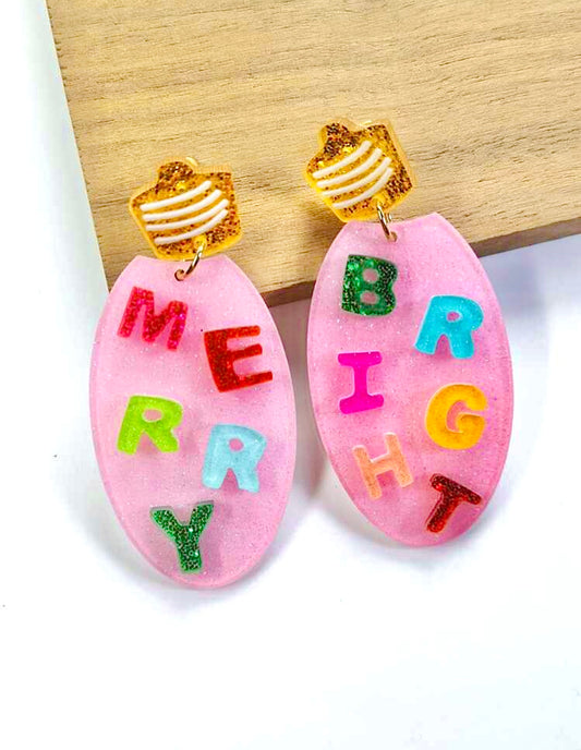 Pink Christmas Earrings | Merry and Bright - The Velvet Strand