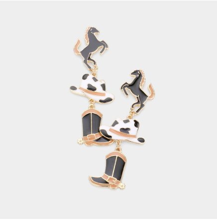 Cowboy Boot Horse Earrings - The Velvet Strand
