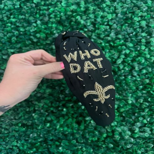 New Orleans Beaded Headband Saints Gameday Headband - The Velvet Strand