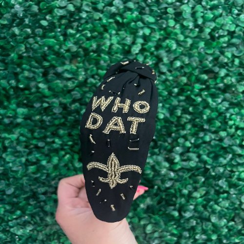 New Orleans Beaded Headband Saints Gameday Headband - The Velvet Strand