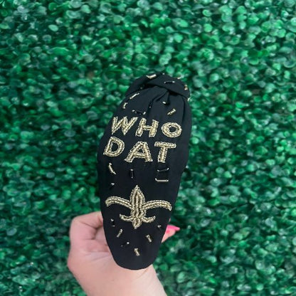 New Orleans Beaded Headband Saints Gameday Headband - The Velvet Strand