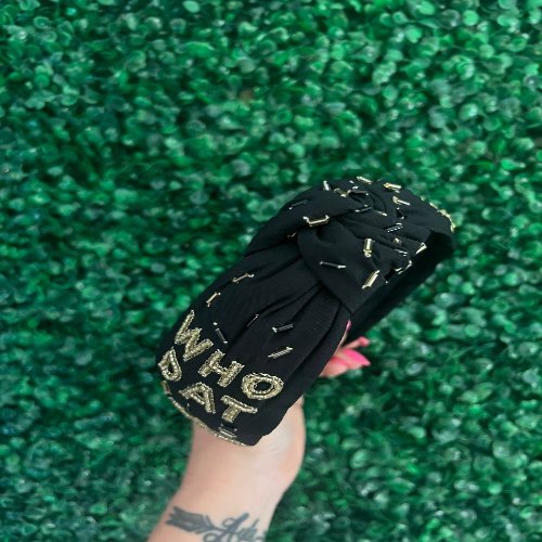 New Orleans Beaded Headband Saints Gameday Headband - The Velvet Strand