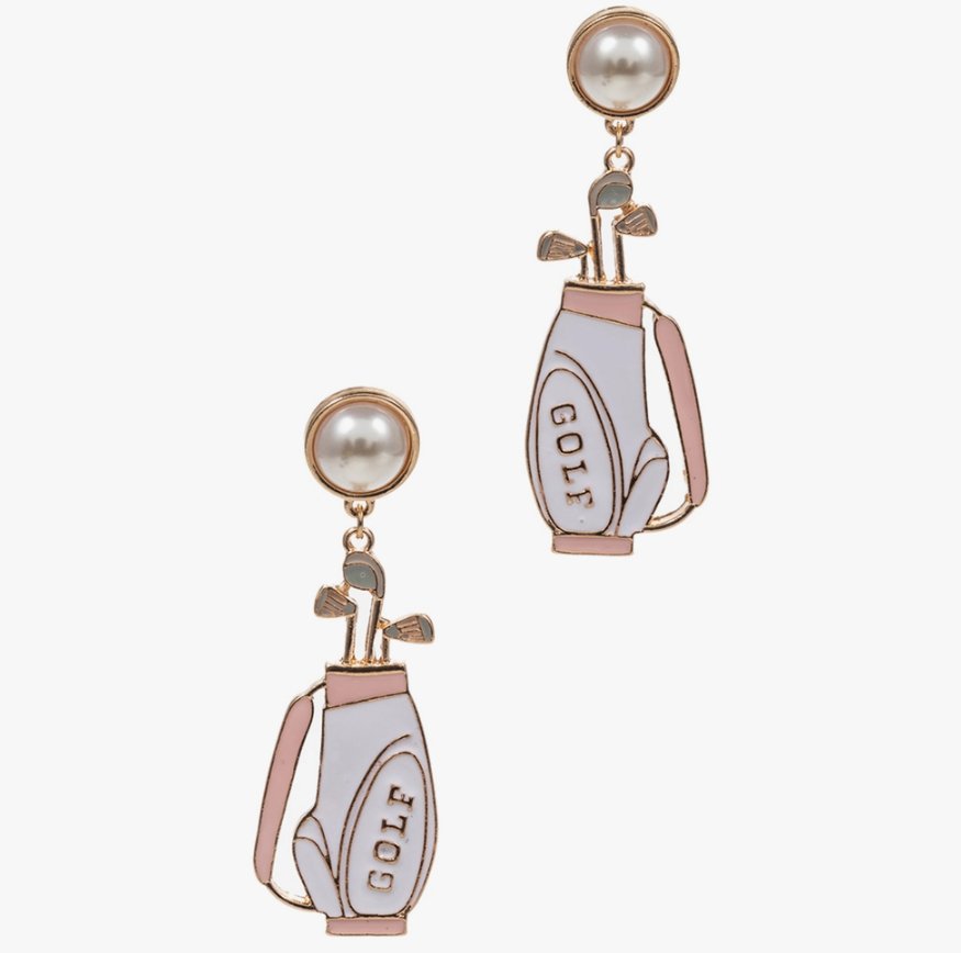 Golf Bag Pearl Enamel Earrings - The Velvet Strand