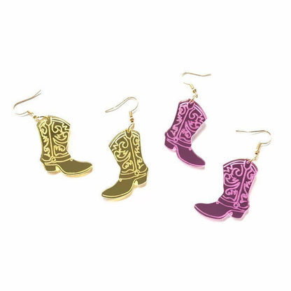 Cowboy Boot Earrings Nashville Earrings Girls Night Bachelorette Party Earrings Pink Earrings Bridesmaids - The Velvet Strand