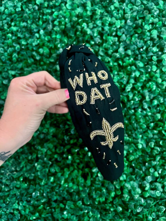 New Orleans Beaded Headband Saints Gameday Headband - The Velvet Strand