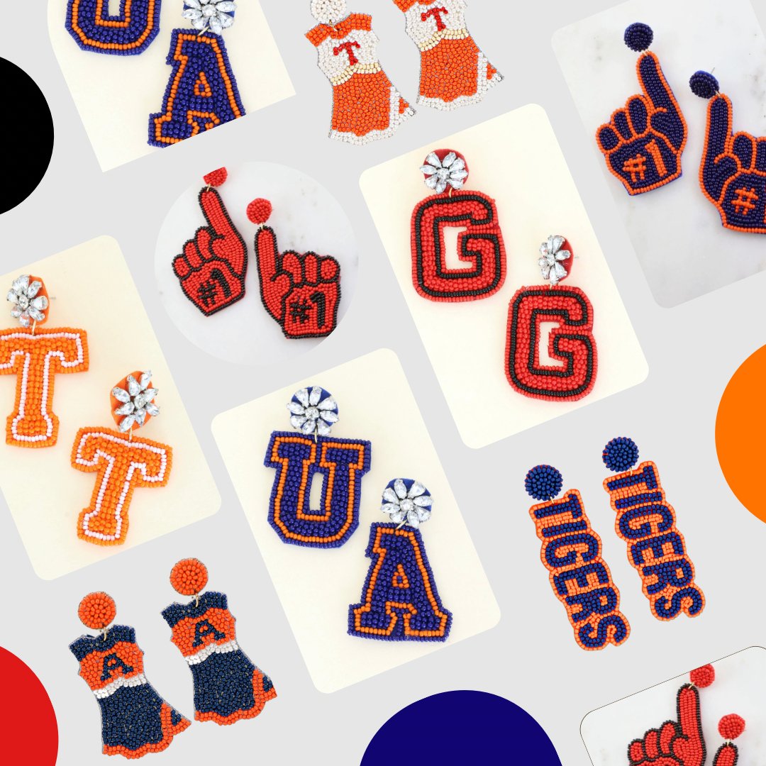 College Football Earrings | Auburn, Tennessee, Georgia - The Velvet Strand
