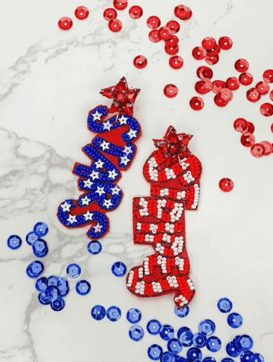 Stars and Stripes Beaded Earrings - The Velvet Strand