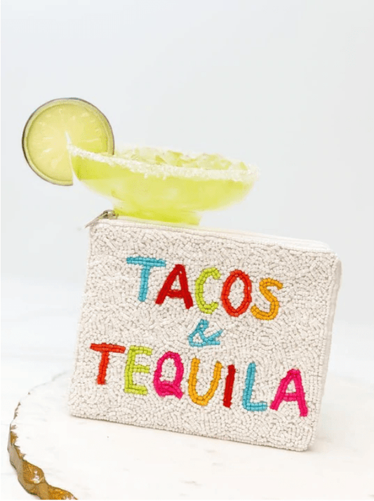 Tacos & Tequila Beaded Zip Pouch - The Velvet Strand