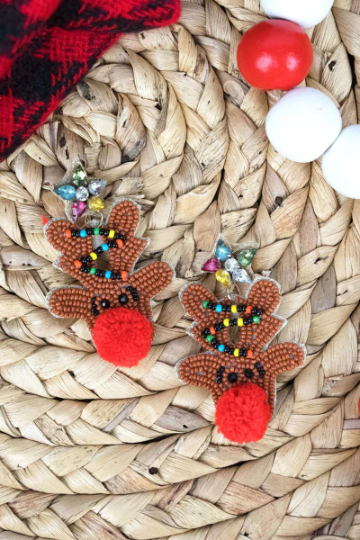 Red Nose Reindeer Earrings - The Velvet Strand