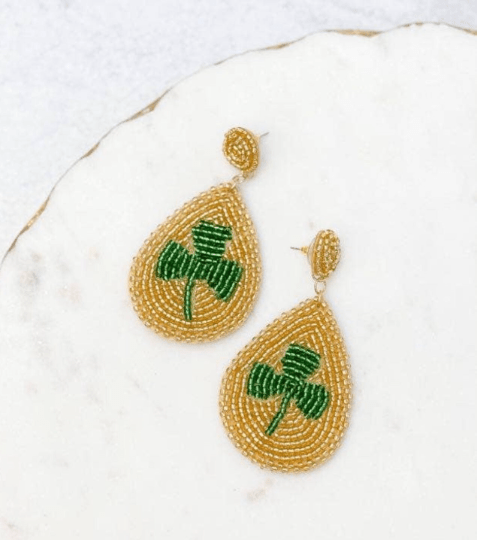 Teardrop Clover Beaded Earrings - The Velvet Strand