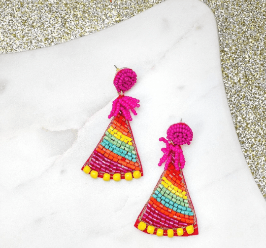 Party Hat Beaded Earrings - The Velvet Strand