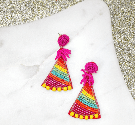 Party Hat Beaded Earrings - The Velvet Strand