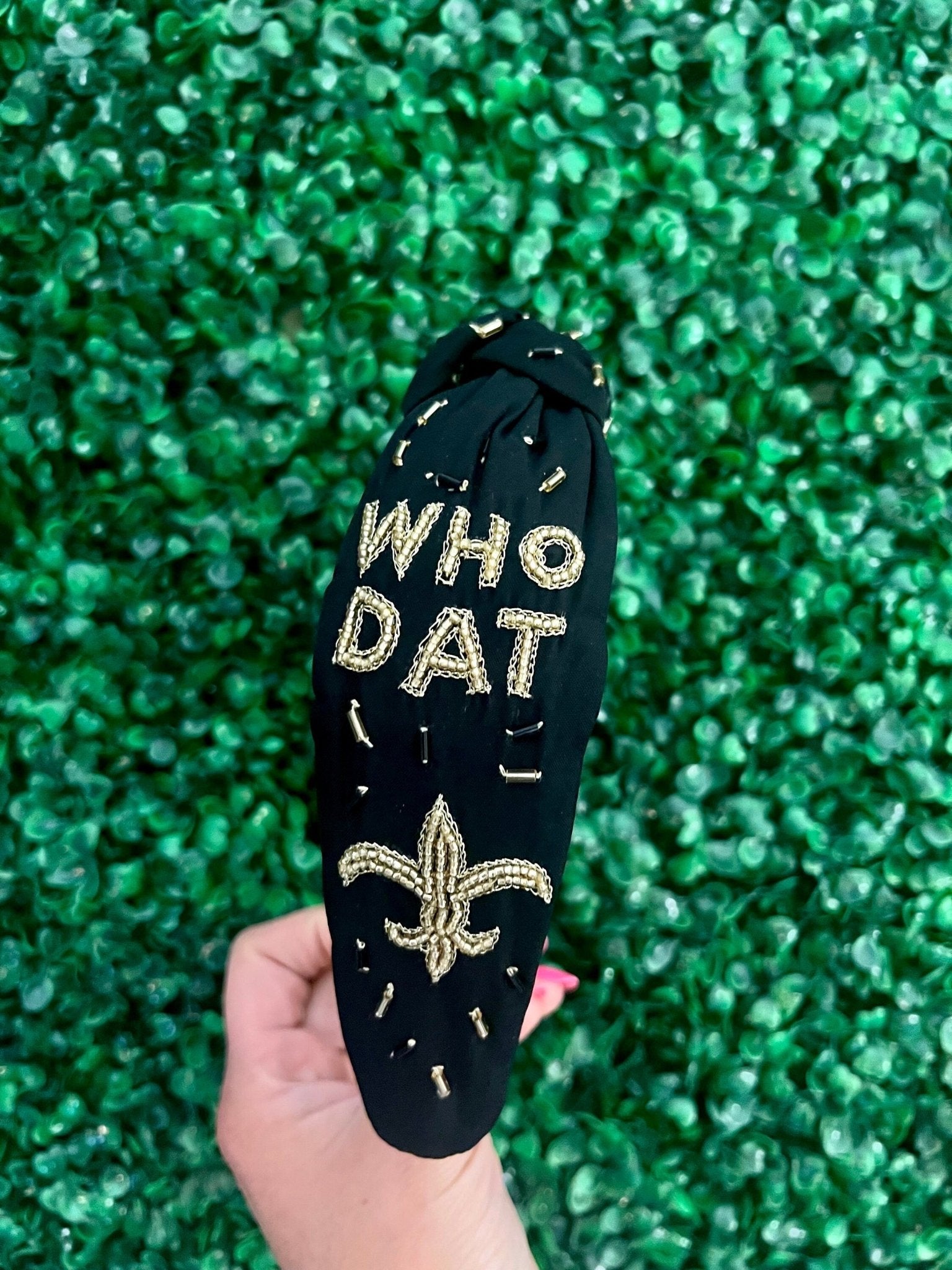 New Orleans Beaded Headband Saints Gameday Headband - The Velvet Strand