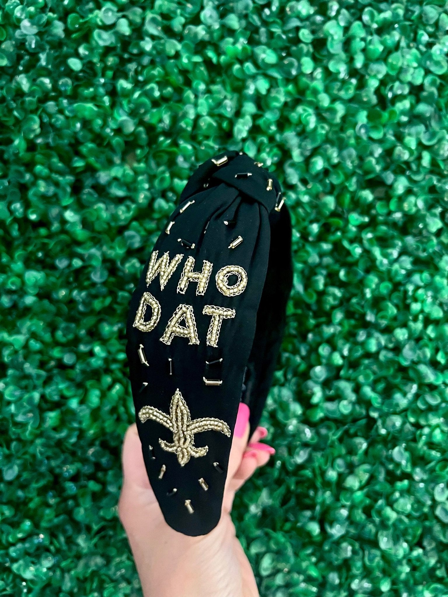 New Orleans Beaded Headband Saints Gameday Headband - The Velvet Strand