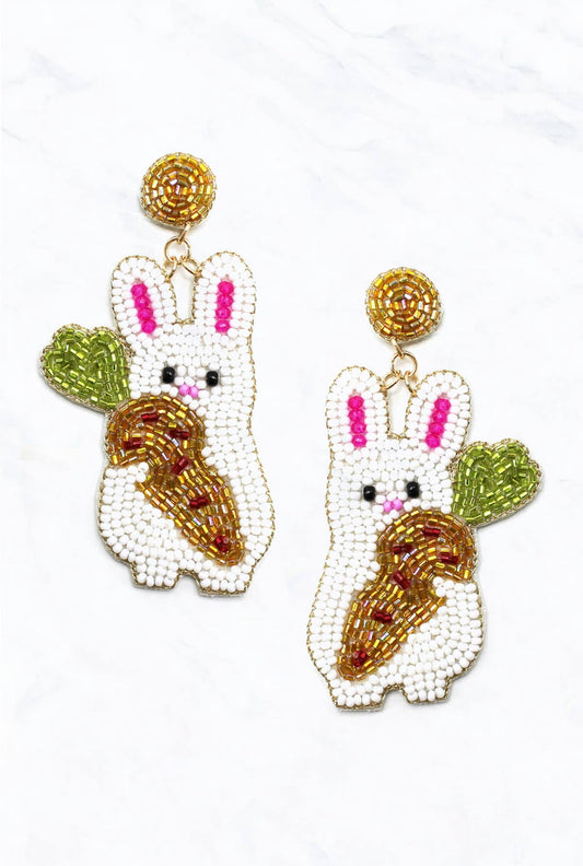 Easter Bunny Statement Earrings | White Easter Bunny - The Velvet Strand